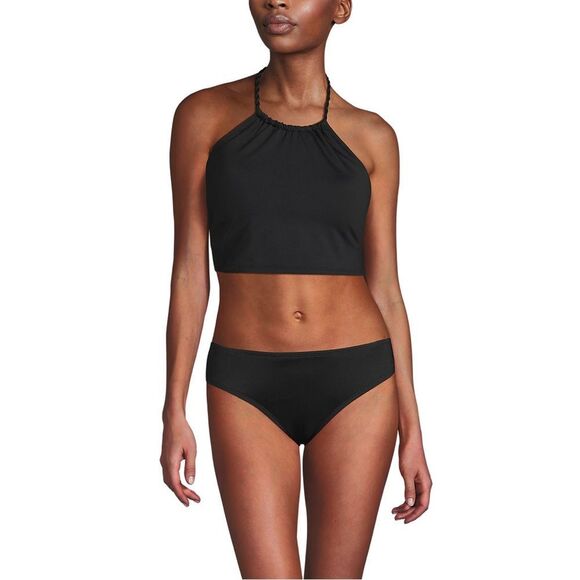 Land's End plus size High Neck halter bikini top with braided tie detail size 14 - Picture 3 of 4
